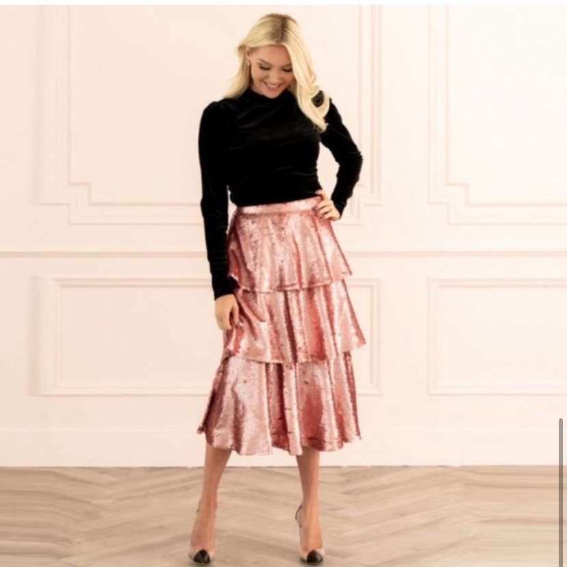 New Rachael Parcell Sequin Tiered Skirt